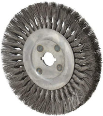 Osborn - 10" OD, 1-1/4" Arbor Hole, Knotted Steel Wheel Brush - 5/8" Face Width, 2-1/4" Trim Length, 0.014" Filament Diam, 4,500 RPM - Americas Industrial Supply