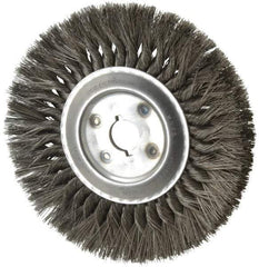 Osborn - 10" OD, 1-1/4" Arbor Hole, Knotted Steel Wheel Brush - 5/8" Face Width, 2-1/4" Trim Length, 0.016" Filament Diam, 4,500 RPM - Americas Industrial Supply