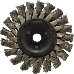 Osborn - 3" OD, 3/8" Arbor Hole, Knotted Stainless Steel Wheel Brush - 3/8" Face Width, 5/8" Trim Length, 0.014" Filament Diam, 25,000 RPM - Americas Industrial Supply