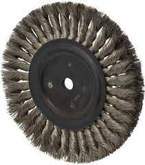 Osborn - 8" OD, 5/8" Arbor Hole, Knotted Stainless Steel Wheel Brush - 5/8" Face Width, 1-11/16" Trim Length, 0.016" Filament Diam, 8,500 RPM - Americas Industrial Supply