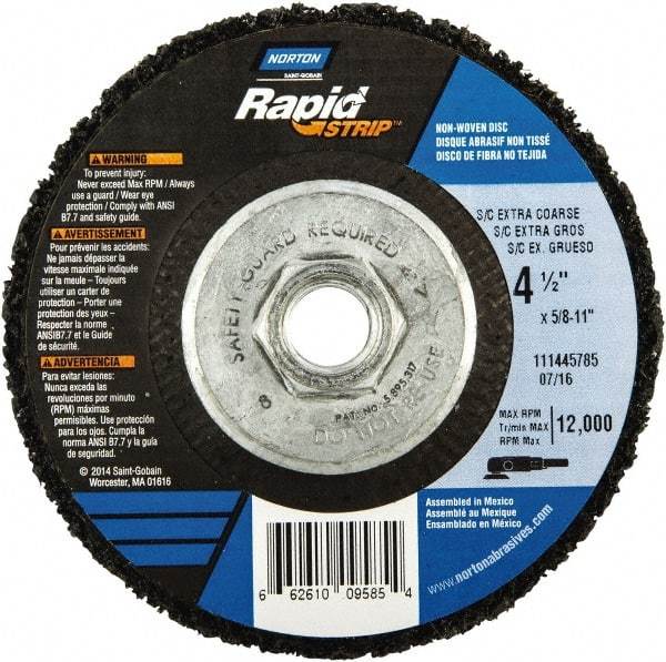 Norton - 4-1/2" Wheel Diam, 1/2" Wheel Thickness, Type 27 Depressed Center Wheel - Silicon Carbide, 12,000 Max RPM, Compatible with Angle Grinder, Drill, Flexible Shaft Motor & Straight Shaft Grinder - Americas Industrial Supply