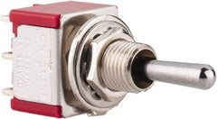 GC/Waldom - DPDT Miniature On-Off-On Toggle Switch - Solder Lug Terminal, Bat Handle Actuator, 125 VAC at 5 A & 250 VAC at 2 A - Americas Industrial Supply