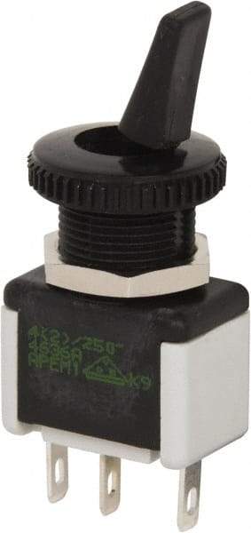 GC/Waldom - SPDT Miniature On-On Toggle Switch - Quick Connect Terminal & Solder Lug Terminal, Paddle Handle Actuator, 125 VAC at 6 A & 250 VAC at 3 A - Americas Industrial Supply