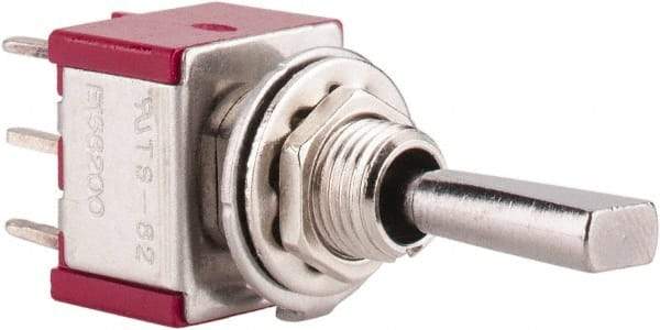 GC/Waldom - DPDT Miniature On-Off-On Toggle Switch - Printed Circuit Terminal, Flat Lever Actuator, 125 VAC at 5 A & 250 VAC at 2 A - Americas Industrial Supply