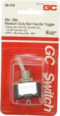 GC/Waldom - SPDT Medium Duty On-On Toggle Switch - Solder Lug Terminal, Bat Handle Actuator, 1/4 hp at 125/250 VAC hp, 125 VAC at 6 A & 250 VAC at 3 A - Americas Industrial Supply