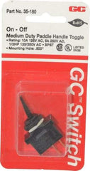 GC/Waldom - SPST Medium Duty On-Off Toggle Switch - Spade Terminal, Paddle Handle Actuator, 1/2 hp at 125/250 VAC hp, 125 VAC at 10 A & 250 VAC at 5 A - Americas Industrial Supply