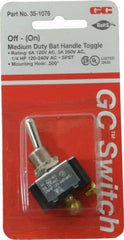 GC/Waldom - SPST Medium Duty Off-On Toggle Switch - Screw Terminal, Bat Handle Actuator, 1/4 hp at 125/250 VAC hp, 125 VAC at 6 A & 250 VAC at 3 A - Americas Industrial Supply