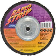 Norton - 7" Wheel Diam, 1/2" Wheel Thickness, Type 27 Depressed Center Wheel - Silicon Carbide, 8,000 Max RPM, Compatible with Angle Grinder, Drill, Flexible Shaft Motor & Straight Shaft Grinder - Americas Industrial Supply