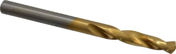 Chicago-Latrobe - 11/64" 135° Spiral Flute High Speed Steel Screw Machine Drill Bit - TiN Finish, Right Hand Cut, 1-1/16" Flute Length, 2-1/8" OAL, Split Point, Straight Shank - Americas Industrial Supply