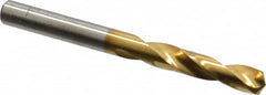 Chicago-Latrobe - 7/32" 135° Spiral Flute High Speed Steel Screw Machine Drill Bit - TiN Finish, Right Hand Cut, 1-1/4" Flute Length, 2-3/8" OAL, Split Point, Straight Shank - Americas Industrial Supply