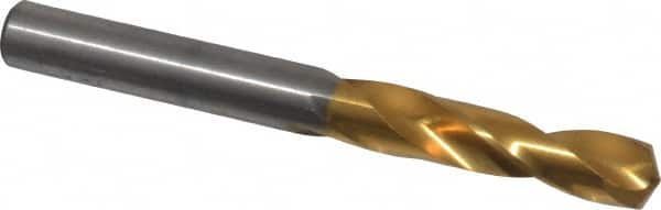 Chicago-Latrobe - 0.302" 135° Spiral Flute High Speed Steel Screw Machine Drill Bit - TiN Finish, Right Hand Cut, 1-5/8" Flute Length, 2-13/16" OAL, Split Point, Straight Shank - Americas Industrial Supply
