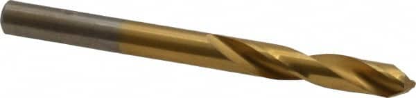 Chicago-Latrobe - #6 135° Spiral Flute High Speed Steel Screw Machine Drill Bit - TiN Finish, Right Hand Cut, 1-1/4" Flute Length, 2-3/8" OAL, Split Point, Straight Shank - Americas Industrial Supply