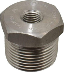 Merit Brass - 1 x 1/4" Grade 316/316L Stainless Steel Pipe Hex Bushing - MNPT x FNPT End Connections, 3,000 psi - Americas Industrial Supply