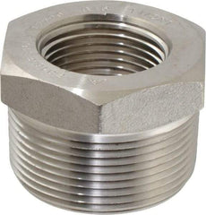Merit Brass - 1-1/2 x 1" Grade 316/316L Stainless Steel Pipe Hex Bushing - MNPT x FNPT End Connections, 3,000 psi - Americas Industrial Supply