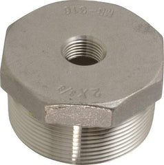 Merit Brass - 2 x 3/8" Grade 316 Stainless Steel Pipe Hex Bushing - MNPT x FNPT End Connections, 150 psi - Americas Industrial Supply