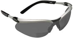 3M - +2.5, Gray Lenses, Scratch Resistant, Framed Magnifying Safety Glasses - UV Protection, Adjustable Temples, Silver/Black Plastic Frame, ANSI Z87.1-2003 - Americas Industrial Supply