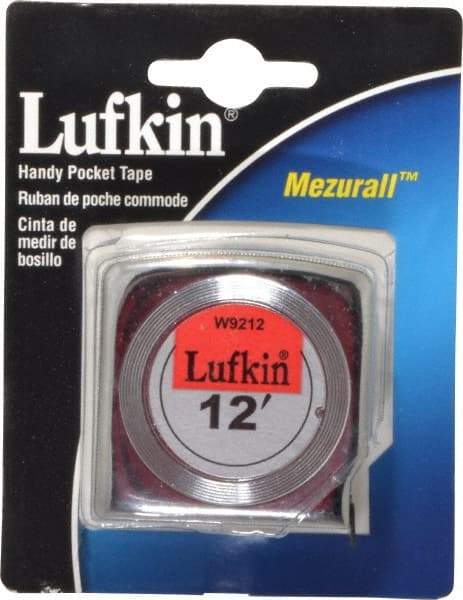 Lufkin - 12' x 1/2" Yellow Blade Tape Measure - 1/32 & 1/16" Graduation, A1 Graduation Style, Silver Case - Americas Industrial Supply