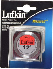 Lufkin - 12' x 1/2" Yellow Blade Tape Measure - 1/32 & 1/16" Graduation, A1 Graduation Style, Silver Case - Americas Industrial Supply