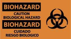 NMC - "Biohazard - Caution - Biological Hazard", 10" Long x 18" Wide, Pressure-Sensitive Vinyl Safety Sign - Rectangle, 0.004" Thick, Use for Hazardous Materials - Americas Industrial Supply