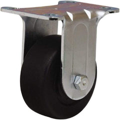 Hamilton - 3" Diam x 1-1/4" Wide x 4" OAH Top Plate Mount Rigid Caster - Hard Rubber, 210 Lb Capacity, Self-Lubricating Bearing, 2-3/4 x 3-3/4" Plate - Americas Industrial Supply