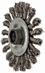 Anderson - 4" OD, 5/8-11 Arbor Hole, Knotted Stainless Steel Wheel Brush - 3/8" Face Width, 1" Trim Length, 0.02" Filament Diam, 20,000 RPM - Americas Industrial Supply