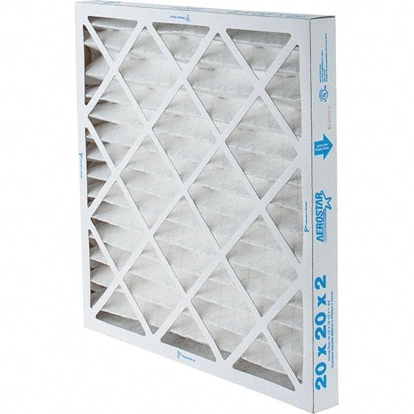 Made in USA - 20" Noml Height x 20" Noml Width x 2" Noml Depth, 35% Capture Efficiency, Wire-Backed Pleated Air Filter - MERV 8, Synthetic, Integrated Paperboard Frame, 500 Max FPM, 1,050 CFM, For Any Unit - Americas Industrial Supply