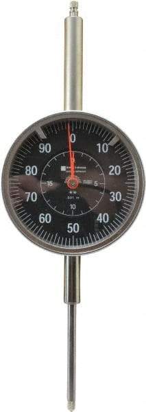 TESA Brown & Sharpe - 2" Range, 0-100 Dial Reading, 0.001" Graduation Dial Drop Indicator - 3" Dial, 0.1" Range per Revolution, Revolution Counter - Americas Industrial Supply