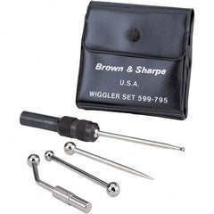TESA Brown & Sharpe - Single End, Center Finder Set Mechanical - 0.25 Inch Head Diameter, Ball, Conical, Disc Head Type, Includes 4 Attachments, Case, Holder, 4 Pieces - Americas Industrial Supply