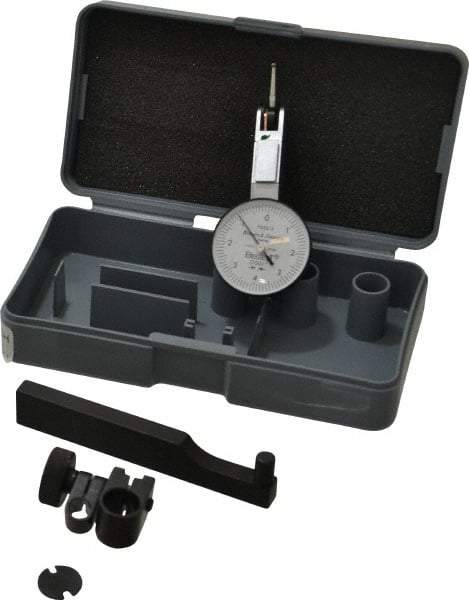 TESA Brown & Sharpe - 0.008 Inch Range, 0.0001 Inch Dial Graduation, Horizontal Dial Test Indicator - 1 Inch White Dial, 0-4-0 Dial Reading, Accurate to 0.0001 Inch - Americas Industrial Supply