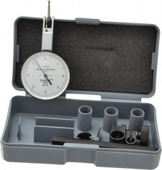 TESA Brown & Sharpe - 0.008 Inch Range, 0.0001 Inch Dial Graduation, Horizontal Dial Test Indicator - 1-1/2 Inch White Dial, 0-4-0 Dial Reading, Accurate to 0.0001 Inch - Americas Industrial Supply