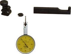 TESA Brown & Sharpe - 0.8 mm Range, 0.01 mm Dial Graduation, Horizontal Dial Test Indicator - 38 mm Yellow Dial, 0-0.4-0 Dial Reading, 0.01 mm - Americas Industrial Supply