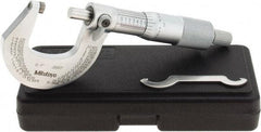 Mitutoyo - 0 to 1" Range, 0.0001" Graduation, Mechanical Outside Micrometer - Ratchet Stop Thimble, Accurate to 0.0001" - Americas Industrial Supply