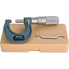 Mitutoyo - 0 to 1" Range, 0.0001" Graduation, Mechanical Outside Micrometer - Friction Thimble, Accurate to 0.0001" - Americas Industrial Supply