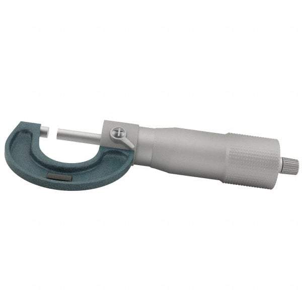 Mitutoyo - 0 to 25mm Range, 0.01mm Graduation, Mechanical Outside Micrometer - Ratchet Stop Thimble, Accurate to 0.0001" - Americas Industrial Supply