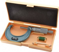 Mitutoyo - 1 to 2" Range, 0.001" Graduation, Mechanical Outside Micrometer - Ratchet Stop Thimble, Accurate to 0.0001" - Americas Industrial Supply
