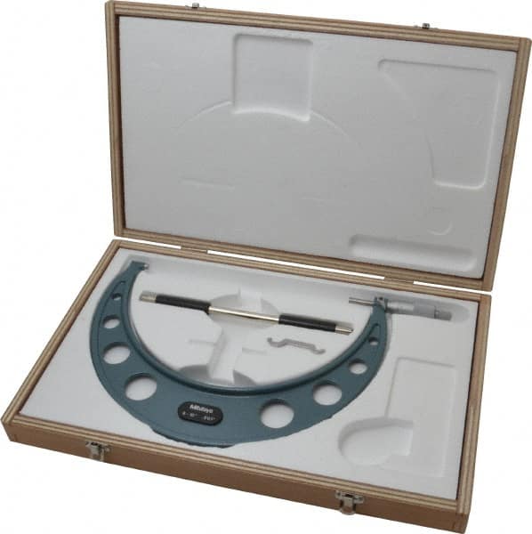 Mitutoyo - 9 to 10" Range, 0.001" Graduation, Mechanical Outside Micrometer - Ratchet Stop Thimble, Accurate to 0.00025" - Americas Industrial Supply