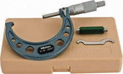 Mitutoyo - 2 to 3" Range, 0.0001" Graduation, Mechanical Outside Micrometer - Ratchet Stop Thimble, Accurate to 0.0001" - Americas Industrial Supply