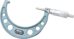 Mitutoyo - 3 to 4" Range, 0.0001" Graduation, Mechanical Outside Micrometer - Ratchet Stop Thimble, Accurate to 0.00015" - Americas Industrial Supply