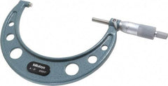 Mitutoyo - 4 to 5" Range, 0.0001" Graduation, Mechanical Outside Micrometer - Ratchet Stop Thimble, Accurate to 0.00015" - Americas Industrial Supply