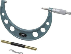 Mitutoyo - 6 to 7" Range, 0.0001" Graduation, Mechanical Outside Micrometer - Ratchet Stop Thimble, Accurate to 0.0002" - Americas Industrial Supply