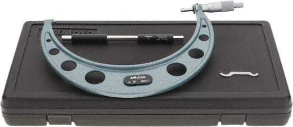 Mitutoyo - 8 to 9" Range, 0.0001" Graduation, Mechanical Outside Micrometer - Ratchet Stop Thimble, Accurate to 0.0002" - Americas Industrial Supply