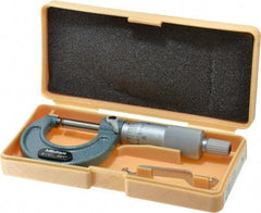 Mitutoyo - 0 to 1" Range, 0.001" Graduation, Mechanical Outside Micrometer - Ratchet Stop Thimble, Accurate to 0.0001" - Americas Industrial Supply