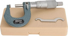 Mitutoyo - 0 to 1" Range, 0.0001" Graduation, Mechanical Outside Micrometer - Ratchet Stop Thimble, Accurate to 0.0001" - Americas Industrial Supply