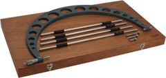 Mitutoyo - 4 Anvil, Mechanical, 20 to 24 Inch Range, Digital Counter Carbide Face Interchangeable Anvil Micrometer - Ratchet Stop Thimble, 0.00016 + 0.00004 (L/3) Inch Accuracy, 0.001 Inch Graduation, Includes Wooden Case - Americas Industrial Supply
