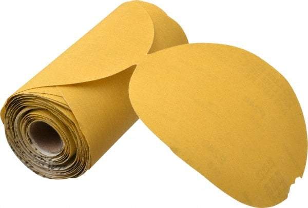 Norton - 6" Diam, 240 Grit Aluminum Oxide Adhesive PSA Disc - Very Fine Grade, Gold, C Weighted Backing, Flexible - Americas Industrial Supply