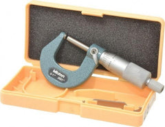 Mitutoyo - 1 Inch Max Measurement, 0.0001 Inch Graduation, Spherical Face Micrometer - Accuracy Up to 0.0002 Inch, Mechanical Operation, Ratchet Stop Thimble, Ball - Americas Industrial Supply