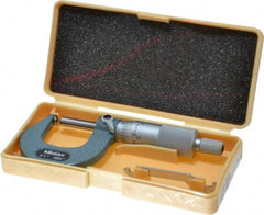 Mitutoyo - 1 Inch Max Measurement, 0.0001 Inch Graduation, Spherical Face Micrometer - Accuracy Up to 0.0002 Inch, Mechanical Operation, Ratchet Stop Thimble, Ball - Americas Industrial Supply