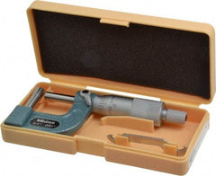 Mitutoyo - 1 Inch Measurement Range, 0.0001 Inch Graduation, Barrel Anvil, Ratchet Stop Thimble, Mechanical Tube Micrometer - Accurate Up to 0.0002 Inch, Carbide, Includes Plastic Case - Americas Industrial Supply