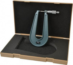 Mitutoyo - 0 to 1" Range, 0.0001" Graduation, Mechanical Outside Micrometer - Ratchet Stop Thimble, 6.3" Throat Depth, Accurate to 0.0002" - Americas Industrial Supply