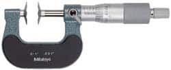 Mitutoyo - 3 to 4 Inch, 0.001 Inch Graduation, Ratchet Stop Thimble, Mechanical Disc Micrometer - 0.0003 Inch Accuracy, 20mm Disc, 6.35mm Spindle - Americas Industrial Supply
